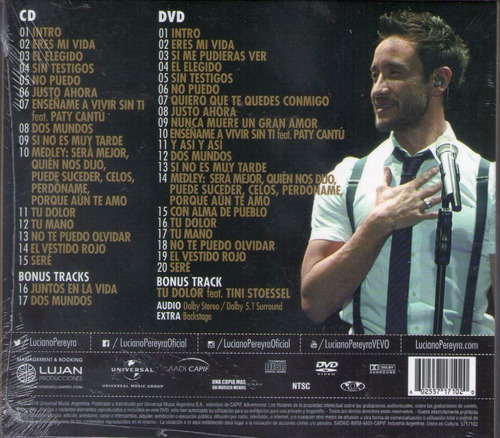 Imagen 2 de 2 de Luciano Pereyra Tu Mano En Vivo Deluxe Cd + Dvd Nuevo