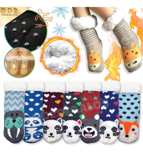 Pantumedias C/corderito Pantufla Infantil Niños Nena Diseños