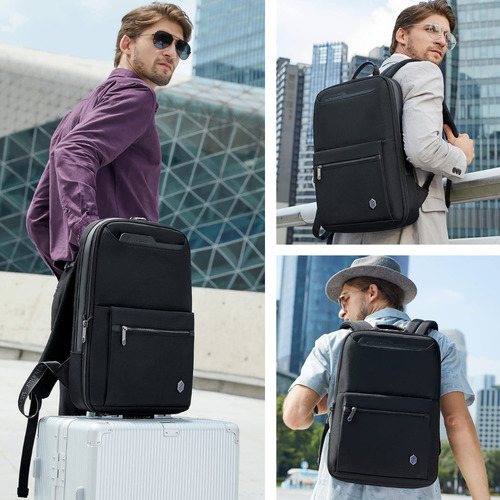 Mochila Para Hombre Moderna Laptop Antirrobo Impermeable Color Negro Diseño De La Tela Oxford