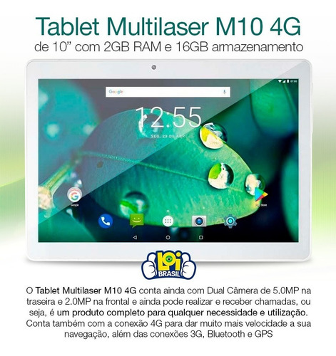 Tablet Multilaser M10 4g Wi-fi Android 16gb Nb287 Oferta Loi