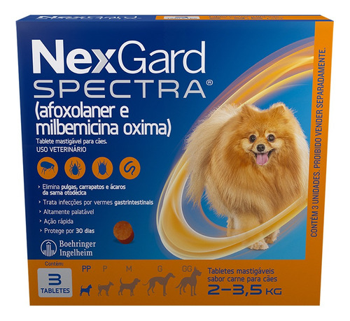 Nexgard Spectra Com 3 Para Cães De 2 A 3,5kg - Pp