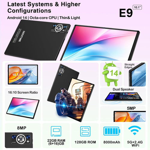 Tableta Android 14 De 10.1 Pulgadas Con Batería De 8000 Mah
