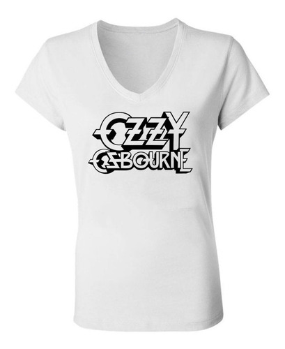 Remera Ozzy Osbourne Logo Mujer Escote V