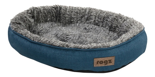 Cama Perros Gatos Rogz Oval Pudz Azul Osc Lavable Talla M