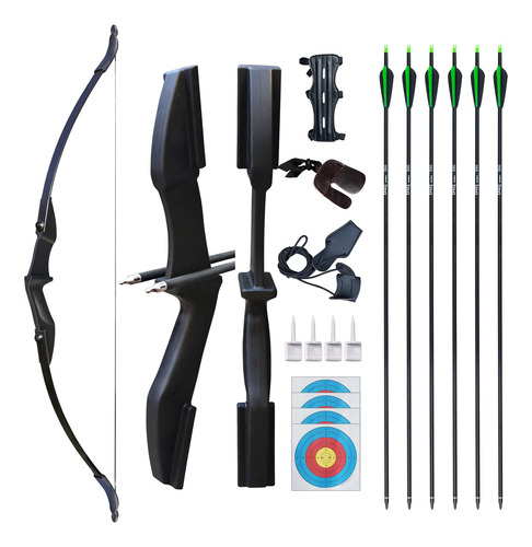 Arco Recurvo Dq Takedown 20-40lbs Para Adultos Y Jóvenes Black Ambidiestro