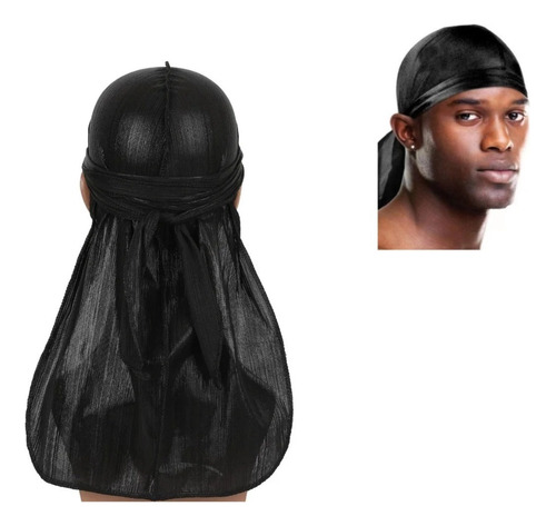 Durag Tipo Bandana Gorro Negro Satinado Cabeza Hombre Mujer