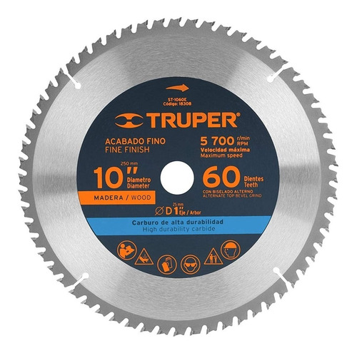 Disco De Corte Madera Truper St-1060e 10p 60d Centro 1 Pulga