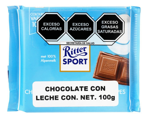 Barra De Chocolate Co Leche Ritter Sport 100gr