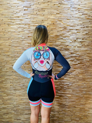 Imagem 3 de 10 de Macaquinho Ciclismo Feminino Ciclista Manga Longa Original