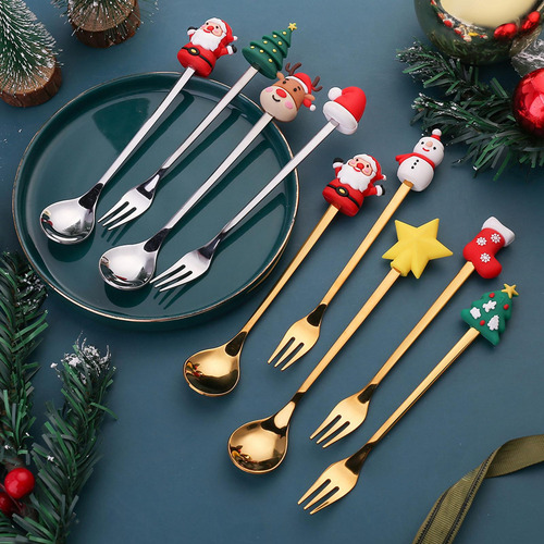 3 Juego De Tenedores De Cucharas De Navidad De 6 Estilo C