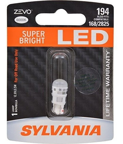 Sylvania - Bombilla Led Blanca 194 T10 W5w Zevo - Bombilla