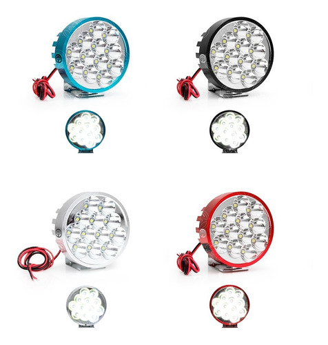 Faro 12 Led Auxiliar Redondo Moto Fija Estrobo Base 36w F1