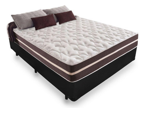 Cama Box Casal Corino + Colchão Molas Superlastic Cor Preto