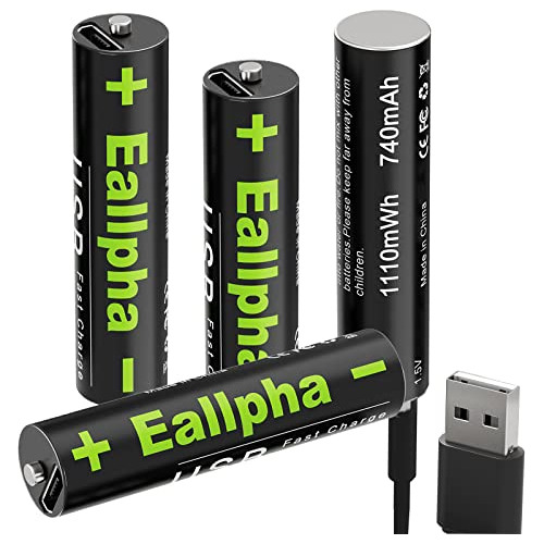 Eallpha Rechargeable Aaa Batteries 4packs,2h Fast Charg...