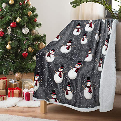 Manta Sherpa De Navidad De 50  X 60  Estampado De Hombr...