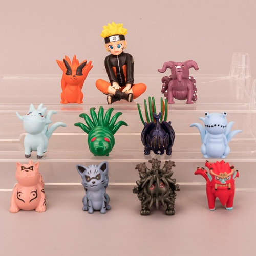 Naruto + Bijuu 6 Cm Set Completo De 11 Pcs Shuukaku/akamaru 