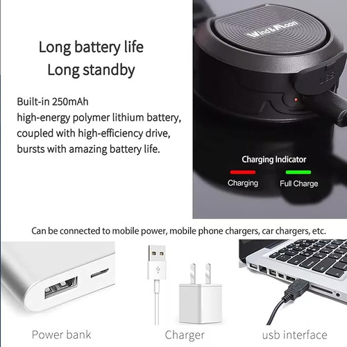Timbre Bicicleta Claxon 1 Electrico Ajustable Recargable Usb