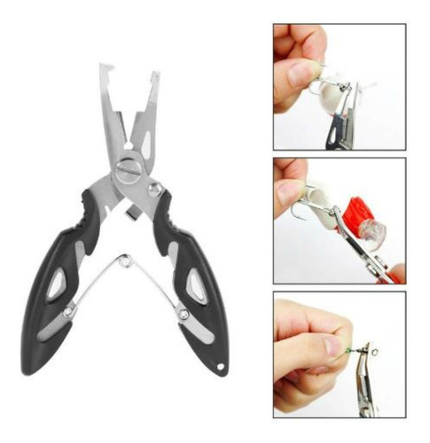Imagen 5 de 7 de Alicate Pinza Quita Anzuelo Corta Tanza Acero Inoxidable