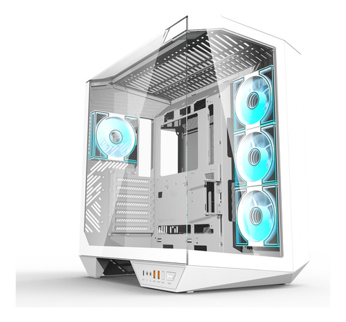 Gabinete Darkflash Dy470 Atx Lujo Vista 330° Con 4 Fans Argb Blanco