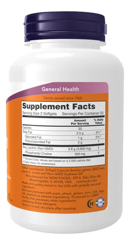 Supplement Now Lecitina 1200 Mg Con Fosfatidilcolina 100 S