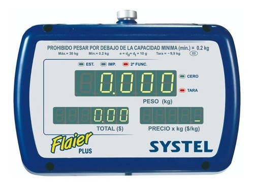Imagen 2 de 2 de Balanza comercial digital colgante Systel Flaier Plus 30kg 100V/240V azul 378 mm