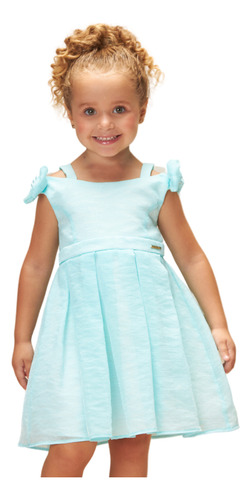 Vestido Infantil Menina Tiffany Com Laços Bambollina Bb1130