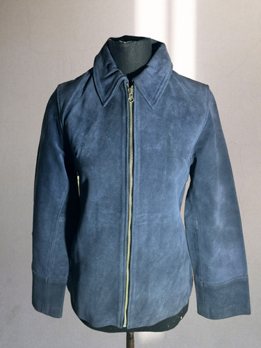 Campera Chaqueta De Cuero Gamuzado Artesanal Mujer Talle M