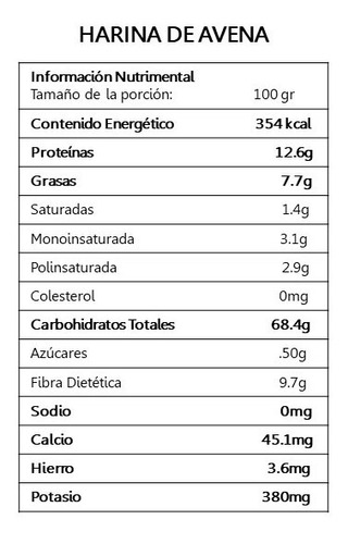 Harina De Avena 1 Kilo