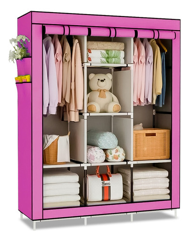 Guarda Roupa Dobrável Organizador Roupa Reforçado Estocasa Cor Rosa