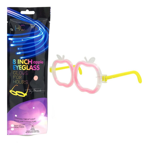 Pack 5 Lentes Luz Química Manzana Fiesta Neón Cotillón Fluo