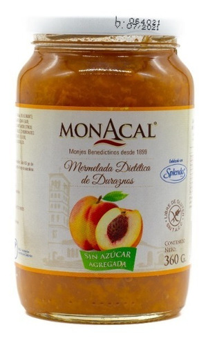 Mermelada De Durazno Dietetica Sin Tacc Monacal X360g 