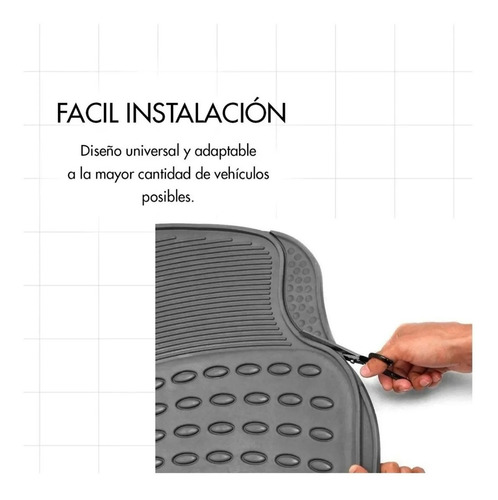 Imagen 2 de 7 de Cubre Alfombra Goma Pesada Universal 3 Piezas Gris Auto Cami