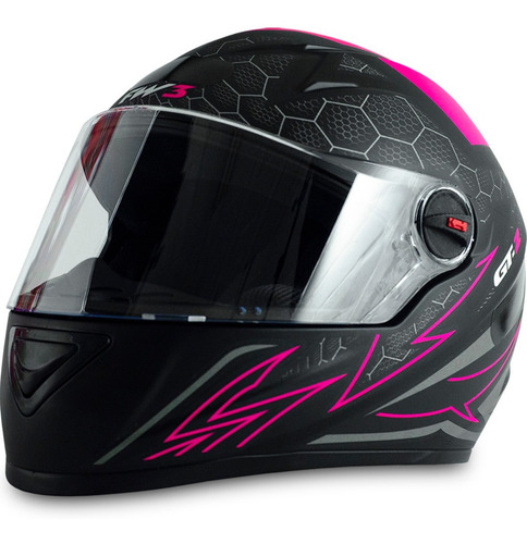 Capacete Com Narigueira Moto Gt2 Preto Rosa Resistente 58