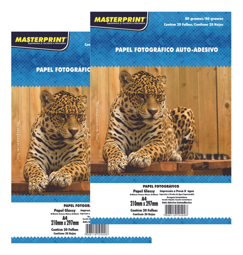 Papel Foto Adesivo A4 Glossy 80g 40 Folhas À Prova D´água Branco