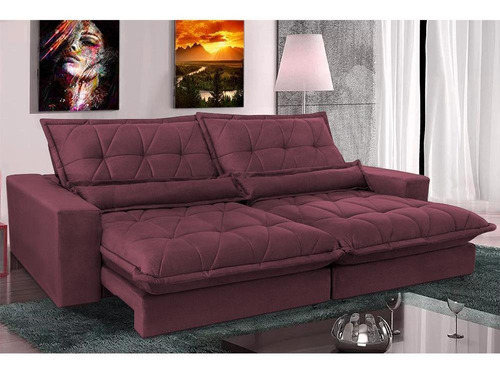 Sofa Retrátil Reclinável Pocket Cama Inbox Soft 3,12 Vinho