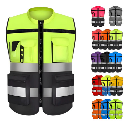 Chaleco de seguridad reflectante industrial súper brillante, color verde, chaleco reflectante, talla Gg