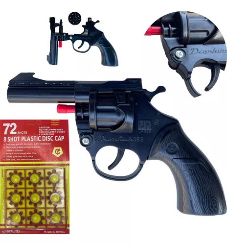 Revolver Arma De Brinquedo Espoleta Reforçado Com 5 Cartela