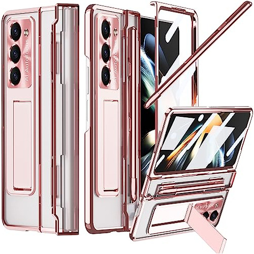 Funda Resistente Con S Pen Holder Samsung Z Fold 5 Rose Gold