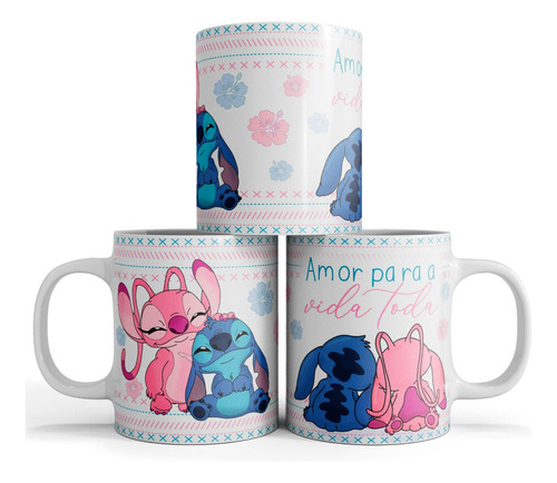 Caneca Angel & Stitch / Amor Para Toda A Vida Personalizada