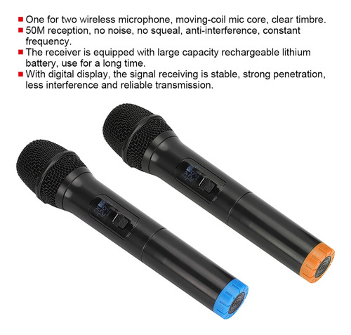 Micrófonos Inalámbrico Profesional 2 Handheld Uhf Microfonos