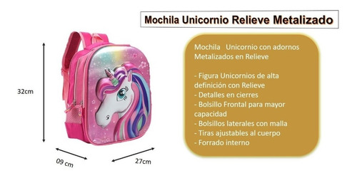 Mochila Unicornio Fondo Arco Iris Metalizado Cuotas