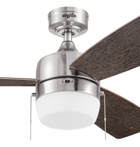 Ventilador De Techo Luz Led Coolfan Barcadero 44'' Cadena Cantidad De Aspas 3 Estructura Níquel Cepillado Aspas Castaño Oscuro/mopane Diámetro 44 Frecuencia 60 Hz Material De Las Aspas Madera