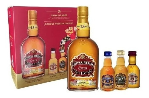 Whisky Chivas Regal 13 Años Estuche+3 Miniaturas 18-15-12 