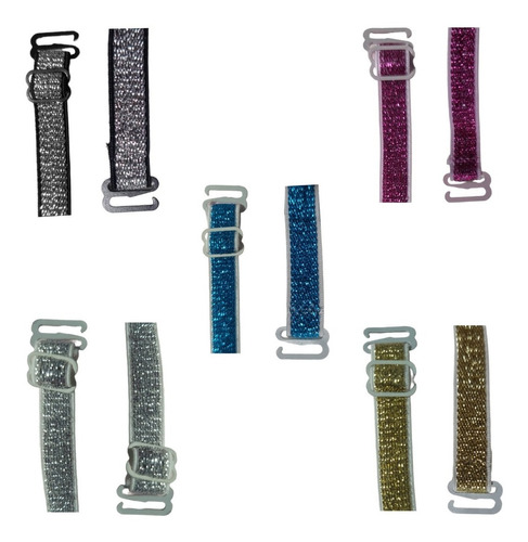 Set De 5 Pares De Breteles Corpiño Glitter