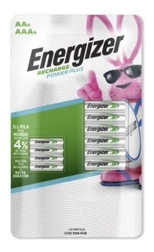 Pilas Recargables Energizer Recharge 6 Pilas Aa +4 Pilas Aaa