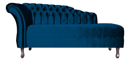 Recamier Divã Styllus Lado Direito Veludo Azul Marinho