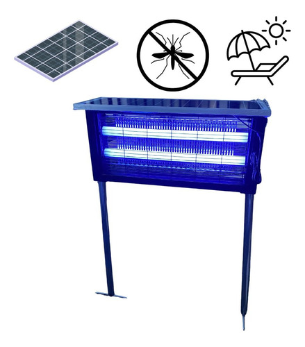 Lampara Mata Zancudos Mosquitos Uv Led +panel Solar Y Base