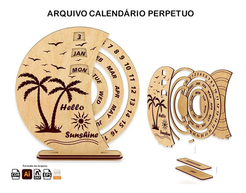 Vetor Calendário Perpetuo Para Cnc Router E Laser Dxf Artcam