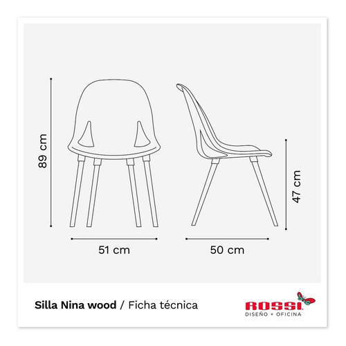 Imagen 7 de 7 de Silla De Comedor Diseño Nina Wood De Alta Durabilidad