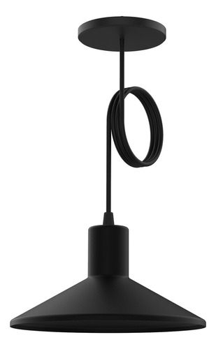 Lampara Colgante Moderna Sombrero Chino Colores 1 Foco Led Color Negro